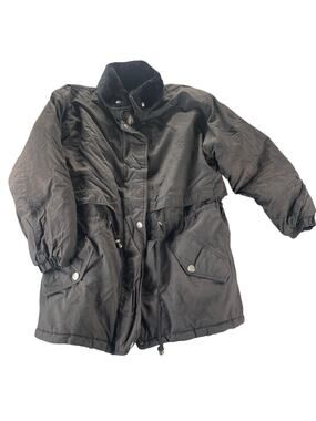 P.A. Originals Black Snap Button Down Puffer Coat Jacket Women's Size Medium